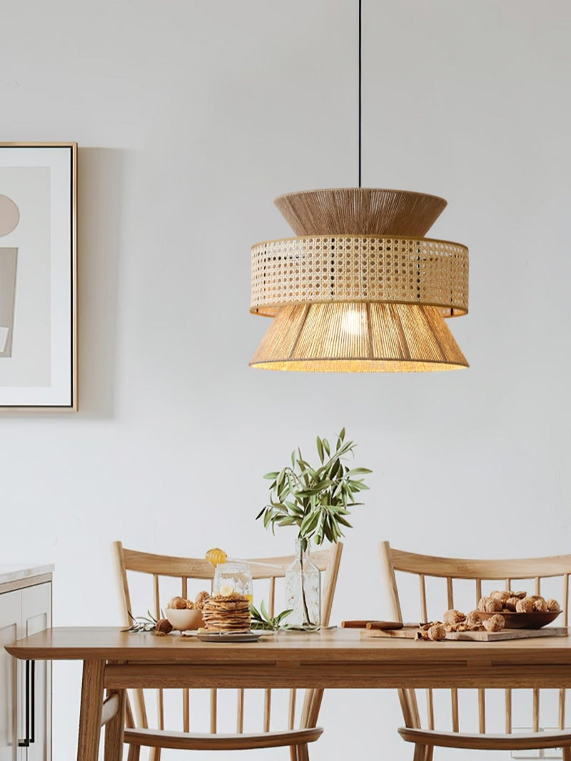 Kobo Wabi-Sabi Hemp Rope Rattan Pendant Light