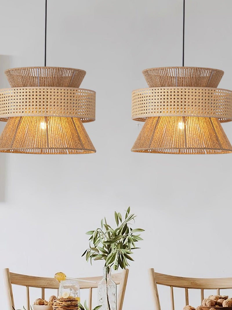 Kobo Wabi-Sabi Hemp Rope Rattan Pendant Light