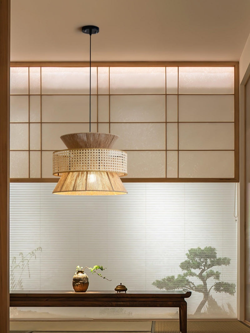 Kobo Wabi-Sabi Hemp Rope Rattan Pendant Light