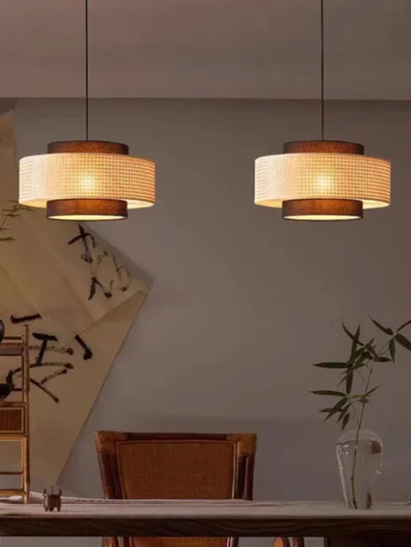Kobo Wabi-Sabi Hemp Rope Rattan Pendant Light