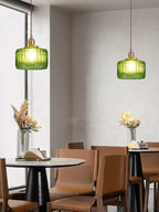 Kaze Japanese Brass Ribbed Cylinder Pendant Light