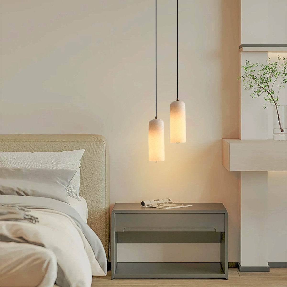 Savana Alabaster Cylinder Pendant Light