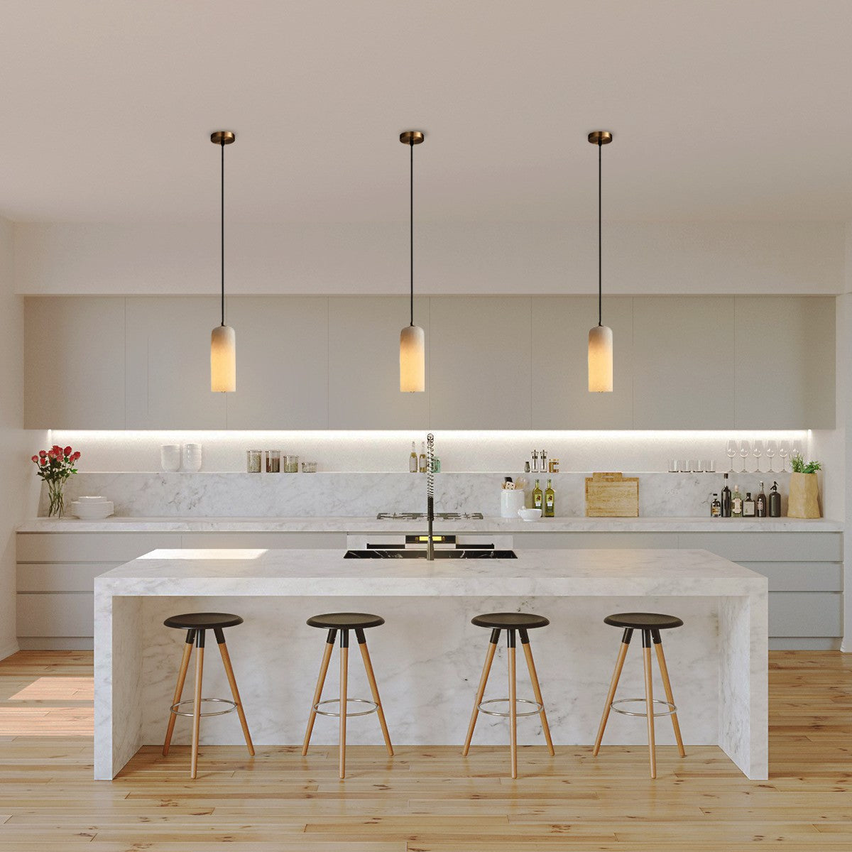Savana Alabaster Cylinder Pendant Light, size comparison