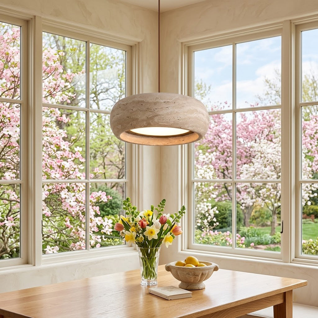 Terra Travertine Drum Pendant Lamp