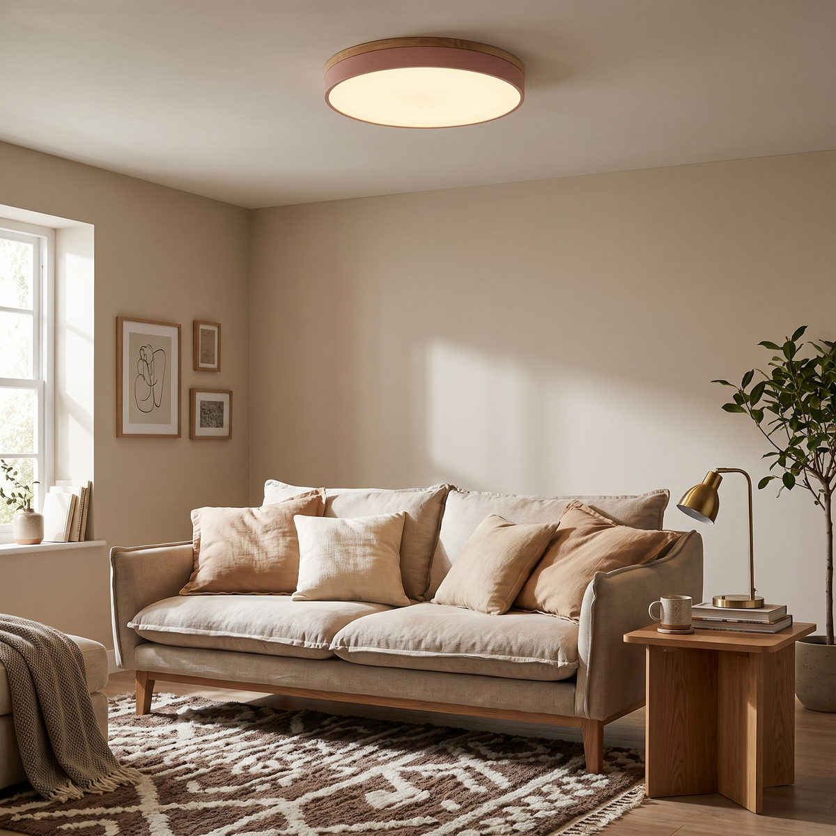Marlowe Flush LED Ceiling Light with Wood Trim
