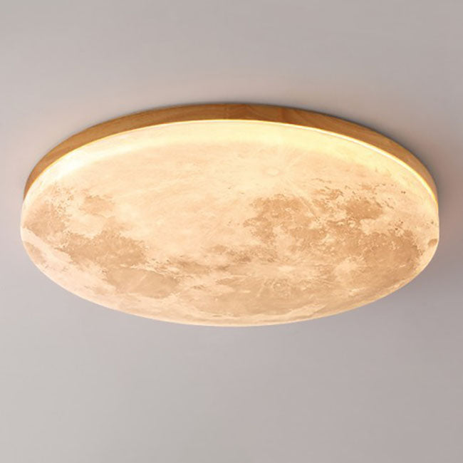 Sable Wood Flush Ceiling Light with Solid Trim