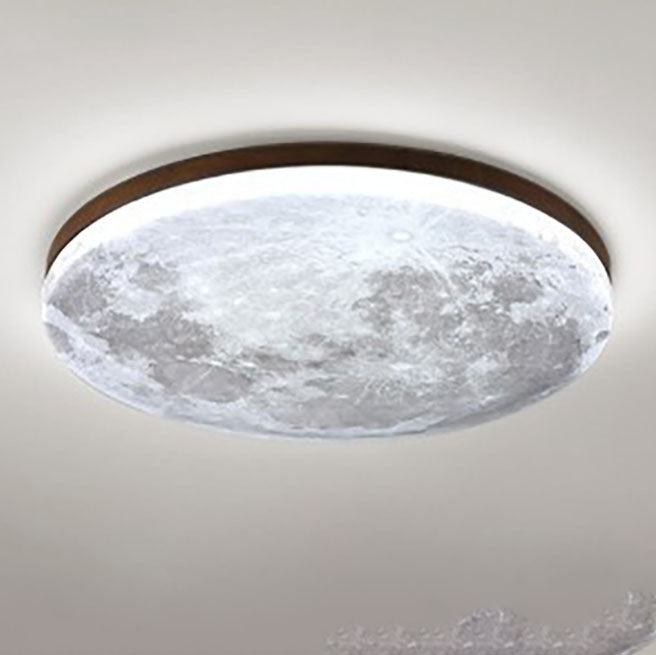 Sable Wood Flush Ceiling Light with Solid Trim