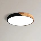 Marlowe Scandinavian Wood Flush Ceiling Light, front view
