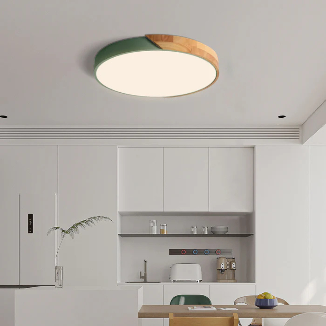 Marlowe Scandinavian Wood Flush Ceiling Light