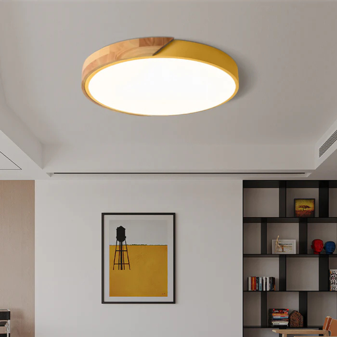 Marlowe Scandinavian Wood Flush Ceiling Light