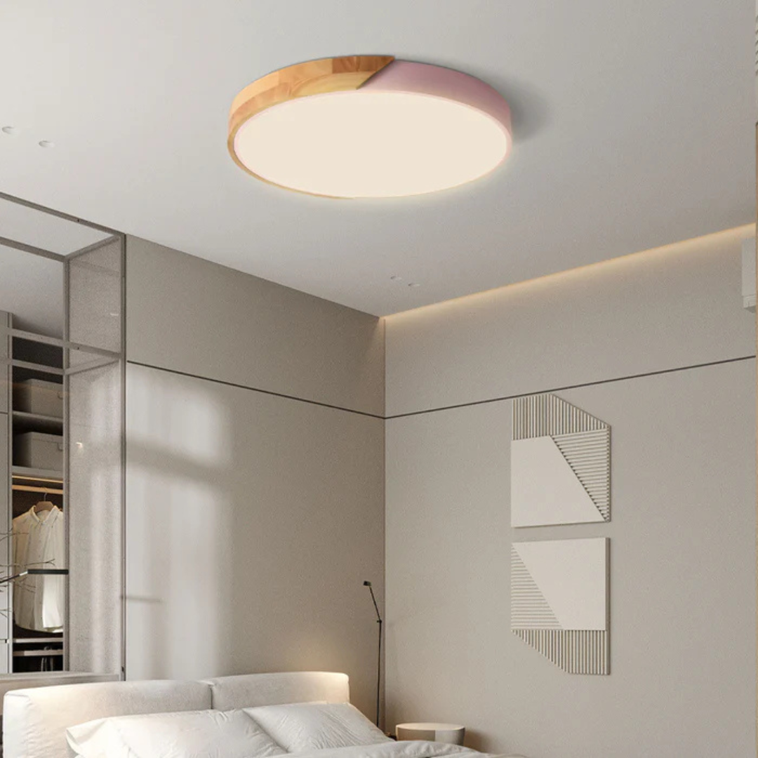 Marlowe Scandinavian Wood Flush Ceiling Light