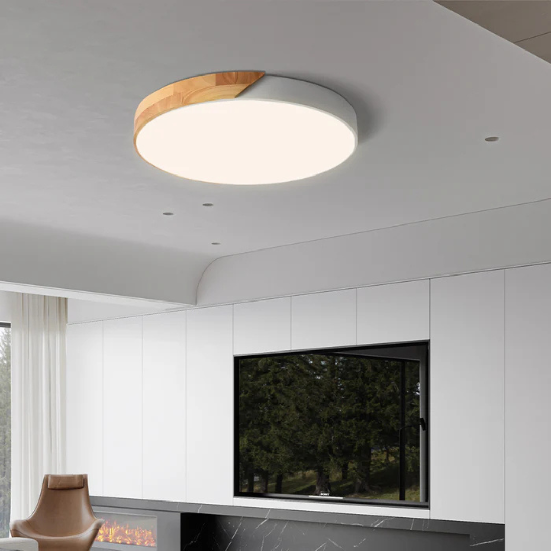 Marlowe Scandinavian Wood Flush Ceiling Light