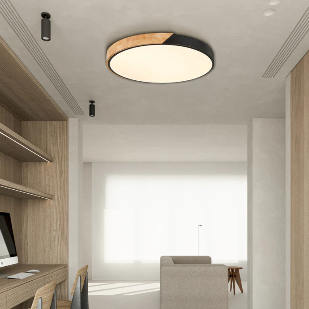 Marlowe Scandinavian Wood Flush Ceiling Light