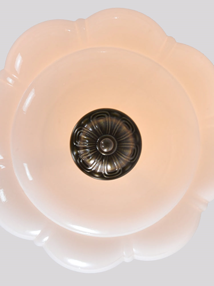 Ella Scallop Milk Glass Flush Mount Light