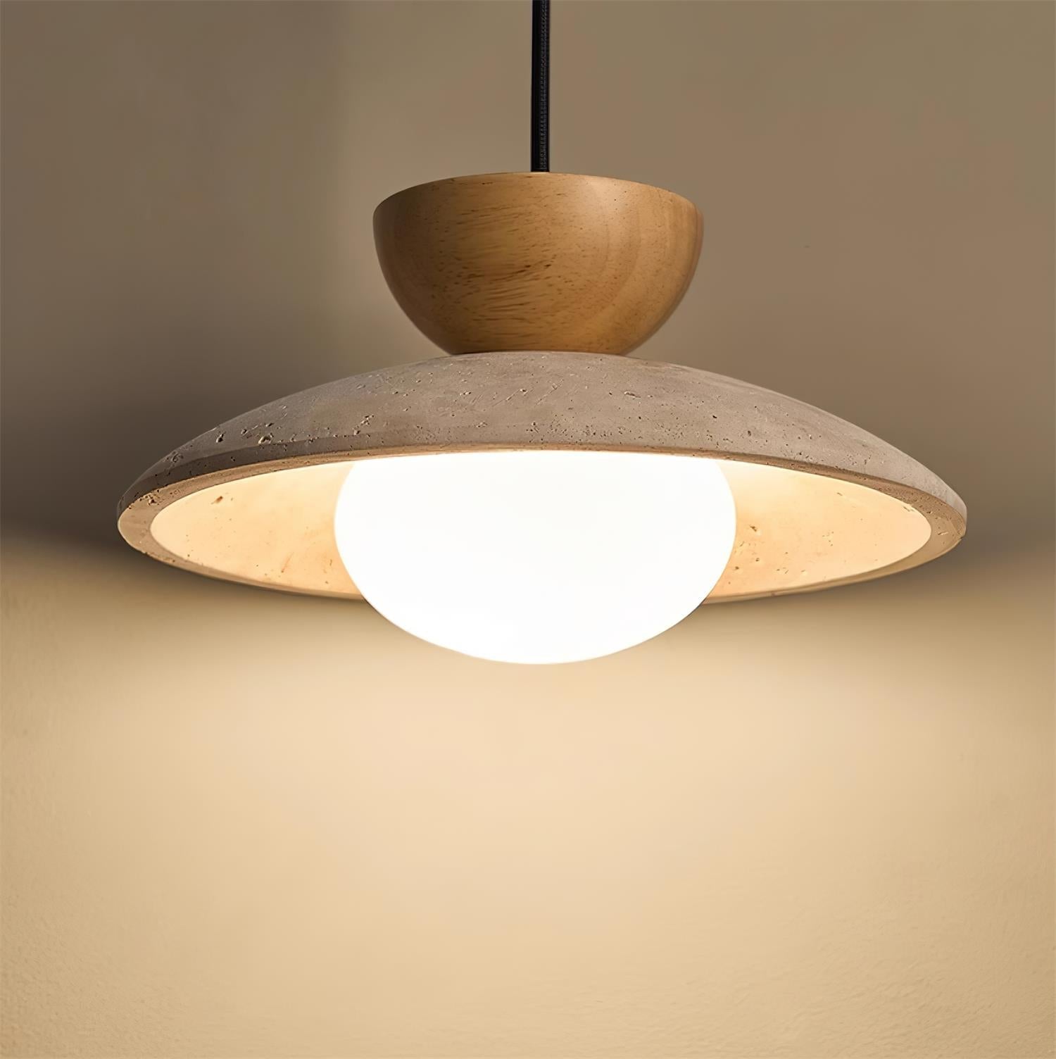 Terra Travertine Wood Pendant Light