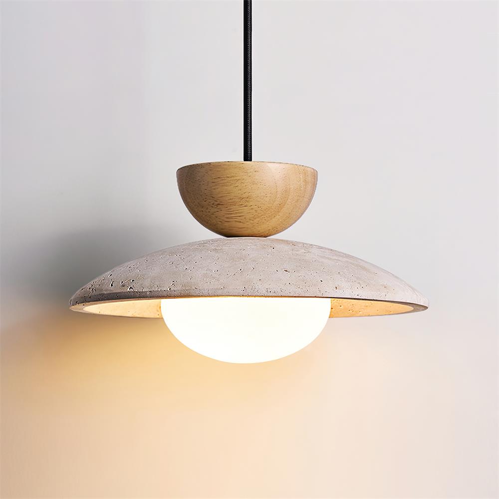 Terra Travertine Wood Pendant Light