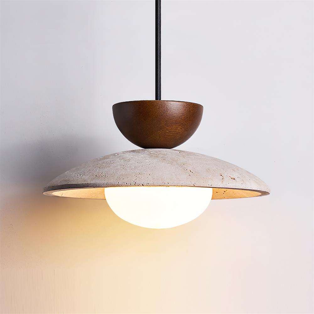 Terra Travertine Wood Pendant Light