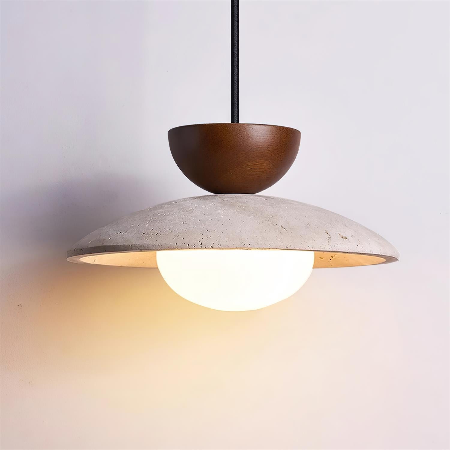Terra Travertine Wood Pendant Light