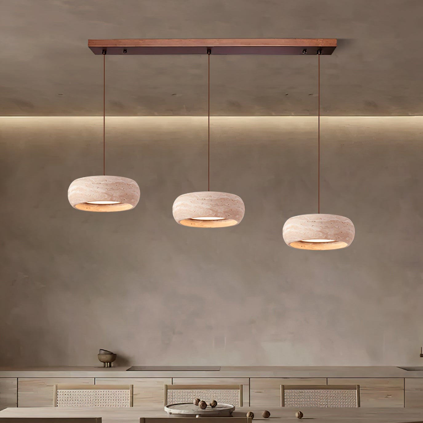 Terra Travertine Drum Pendant Lamp