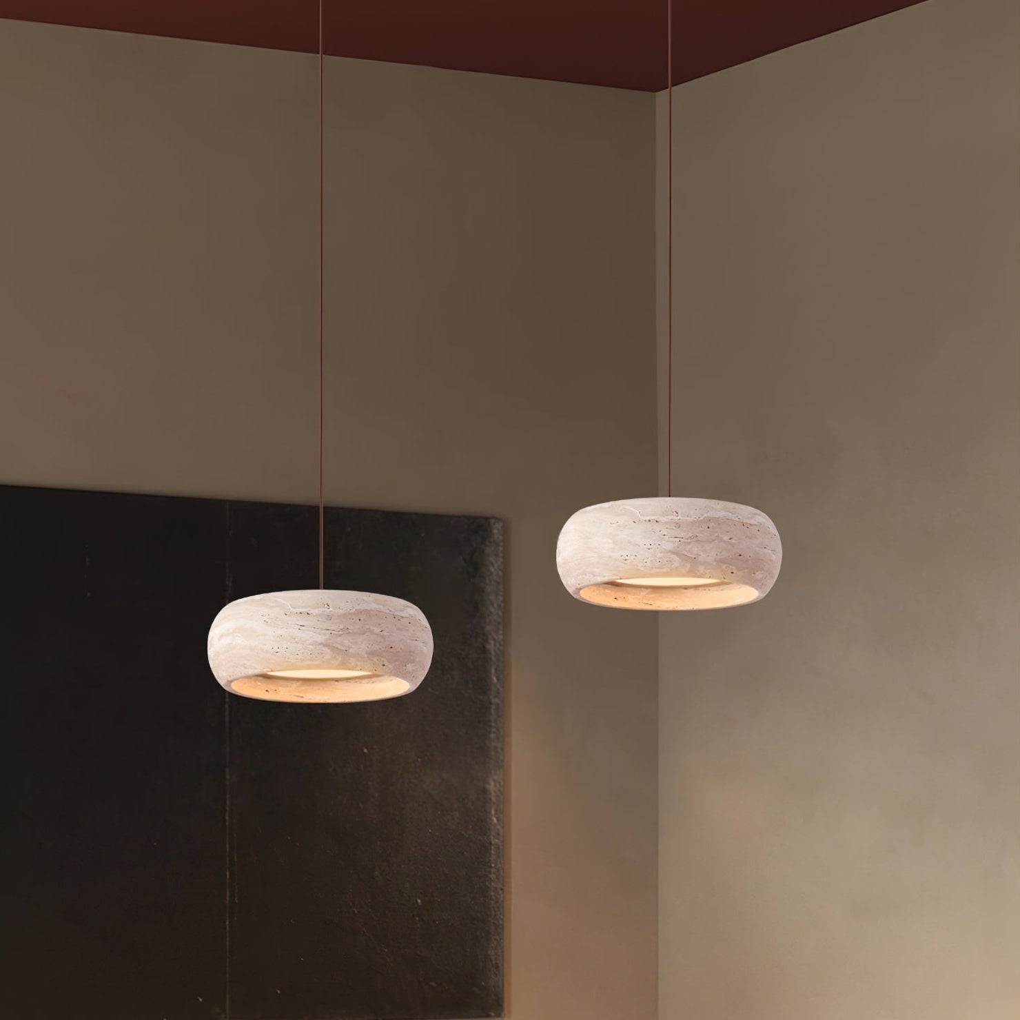 Terra Travertine Drum Pendant Lamp