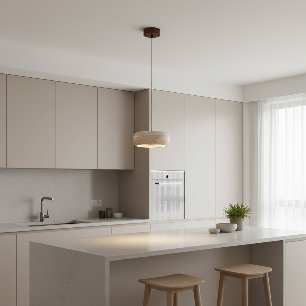 Terra Travertine Drum Pendant Lamp