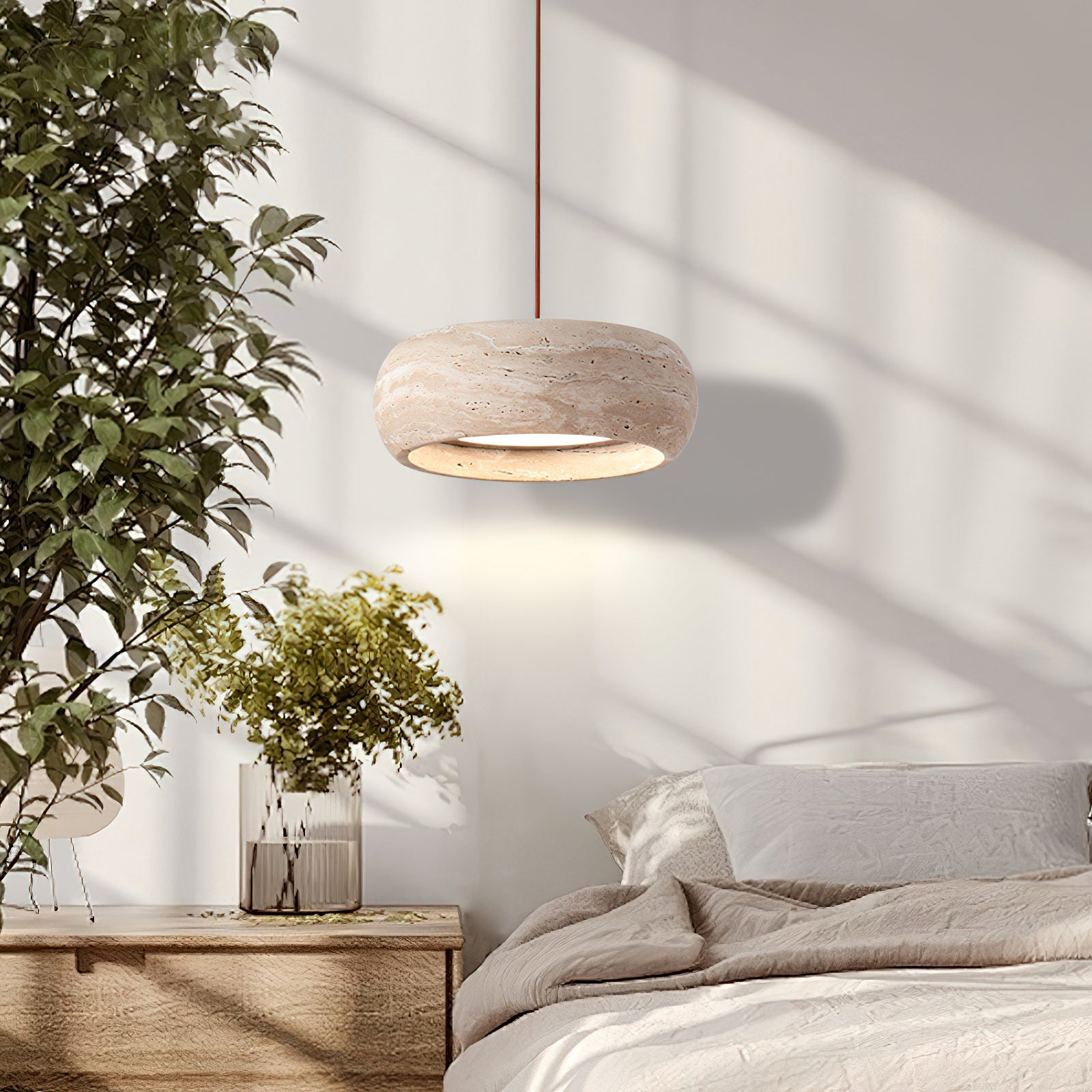 Terra Travertine Drum Pendant Lamp