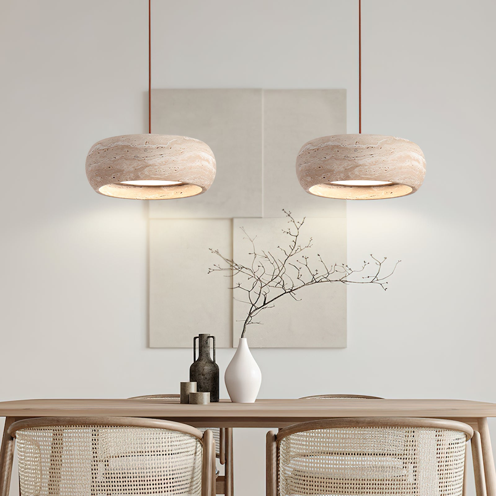 Terra Travertine Drum Pendant Lamp