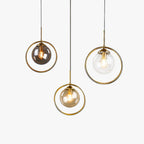 Ana Glass Pendant Light with Metal Ring