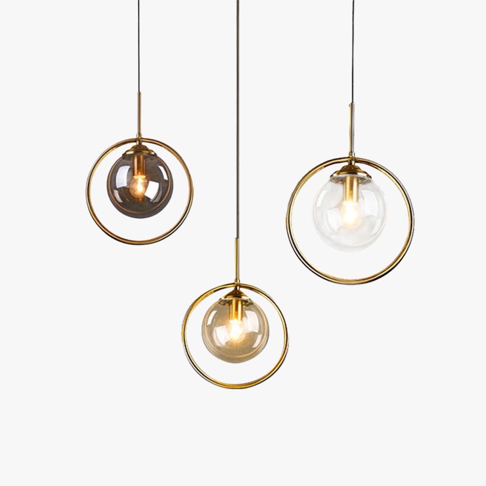 Ana Glass Pendant Light with Metal Ring