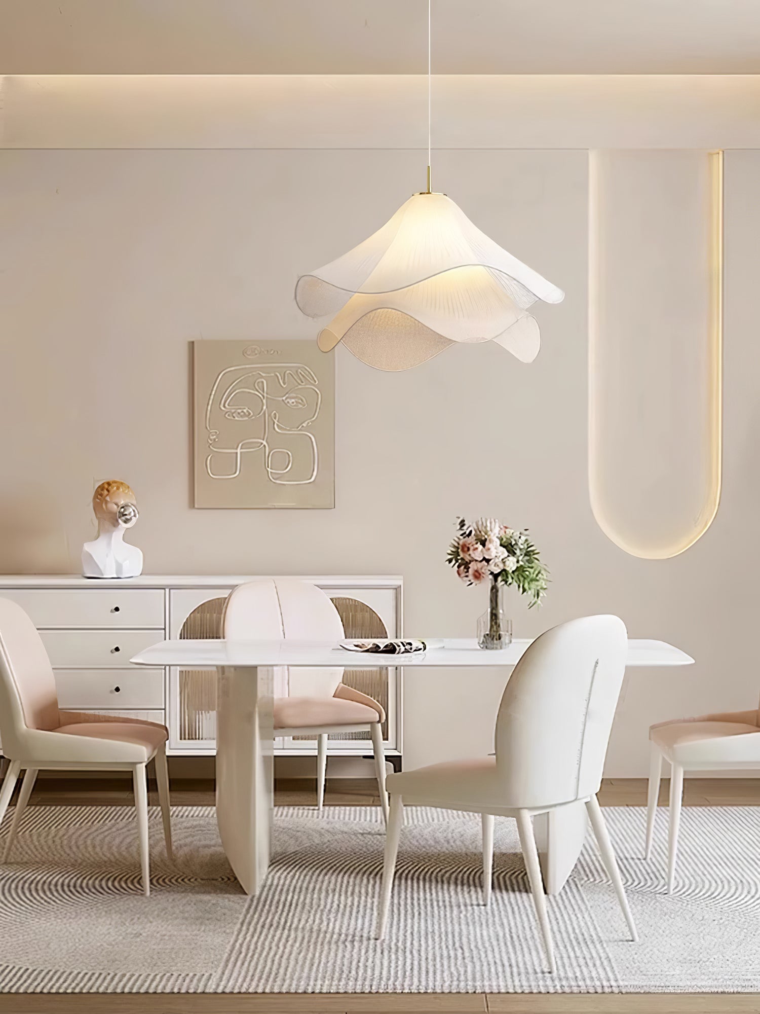 Aria Ethereal Bloom Floral Fabric Pendant Light