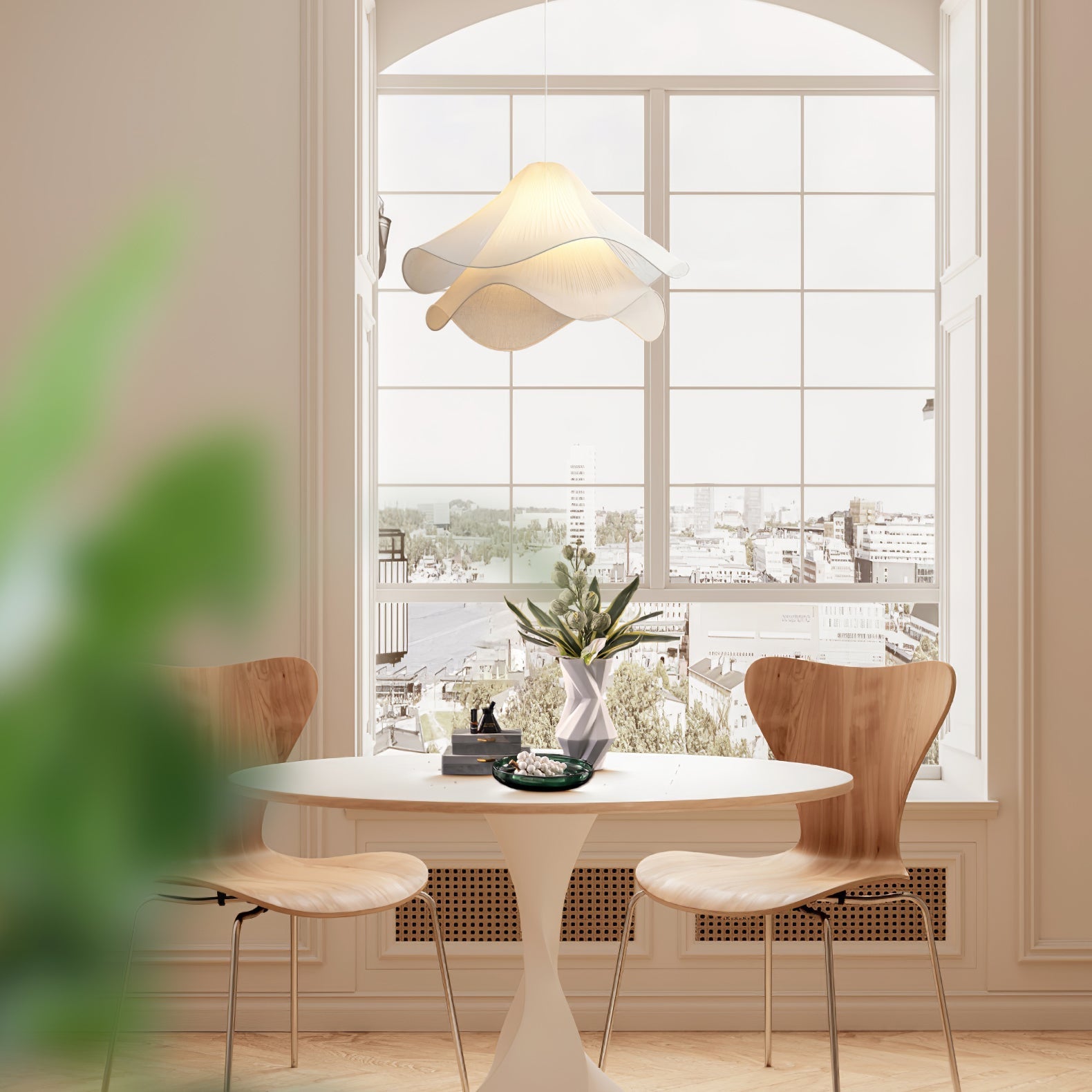Aria Ethereal Bloom Floral Fabric Pendant Light