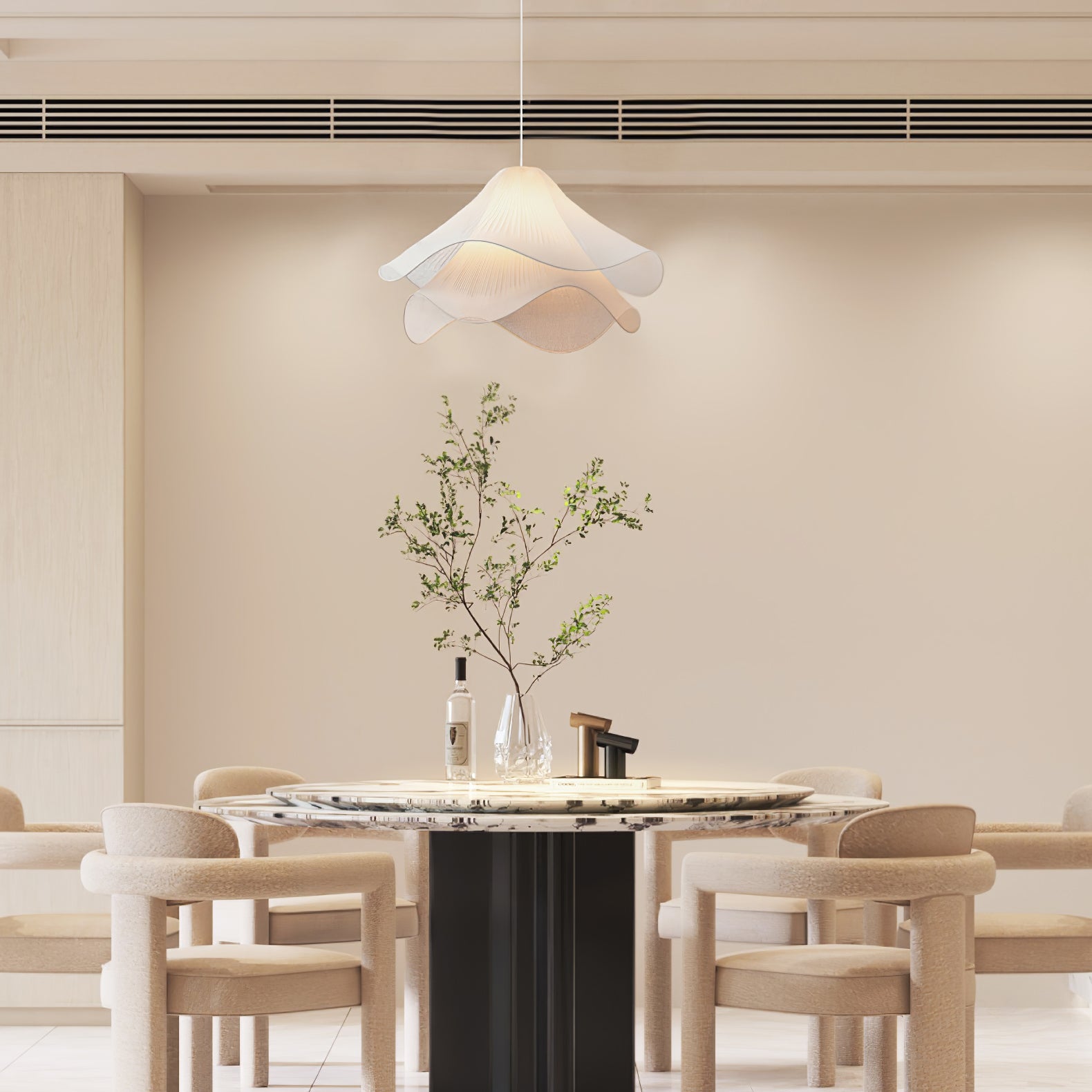 Aria Ethereal Bloom Floral Fabric Pendant Light