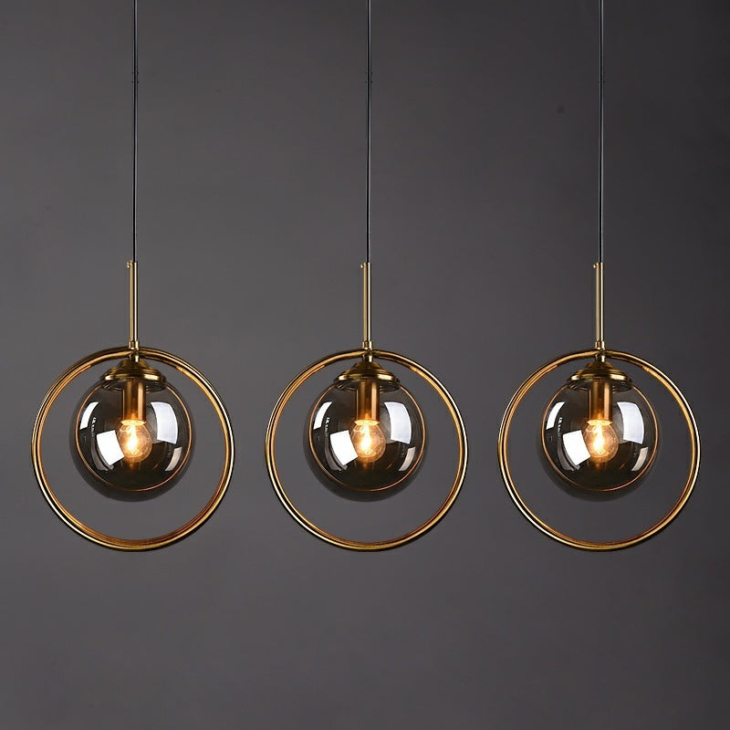Ana Glass Pendant Light with Metal Ring