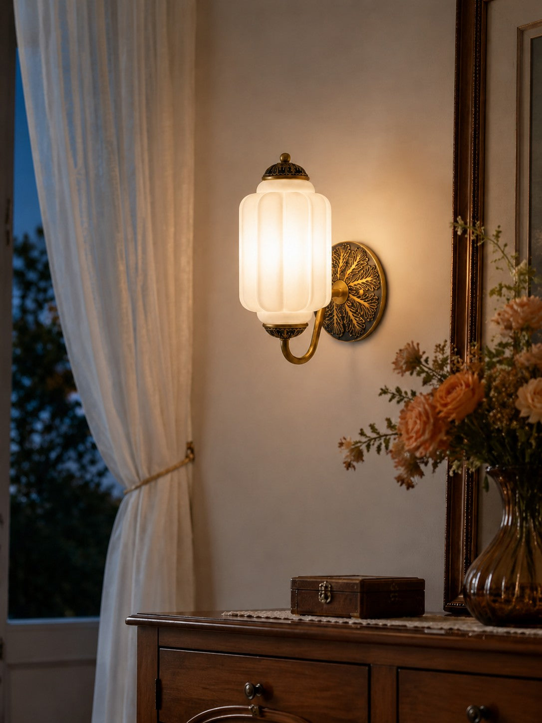 Ella Vintage Milk Glass Wall Sconce