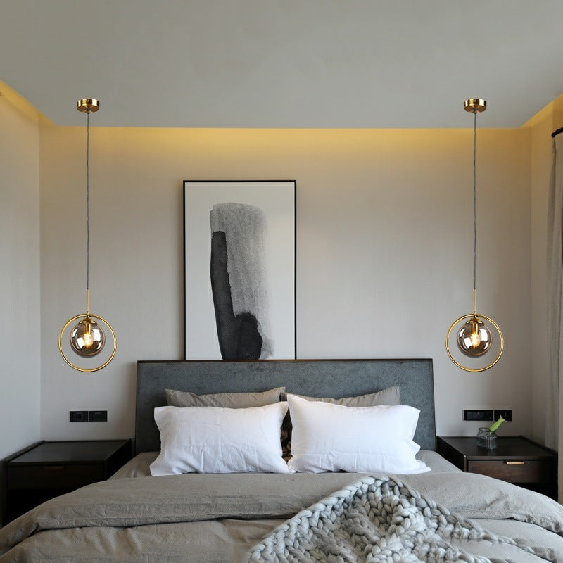 Ana Glass Pendant Light with Metal Ring