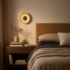 Verra Travertine Wall Light - lifestyle bedroom