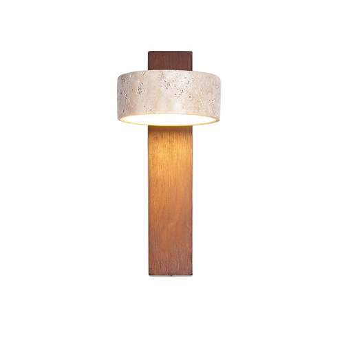 Jora Travertine Wood Wall Light - pure white studio
