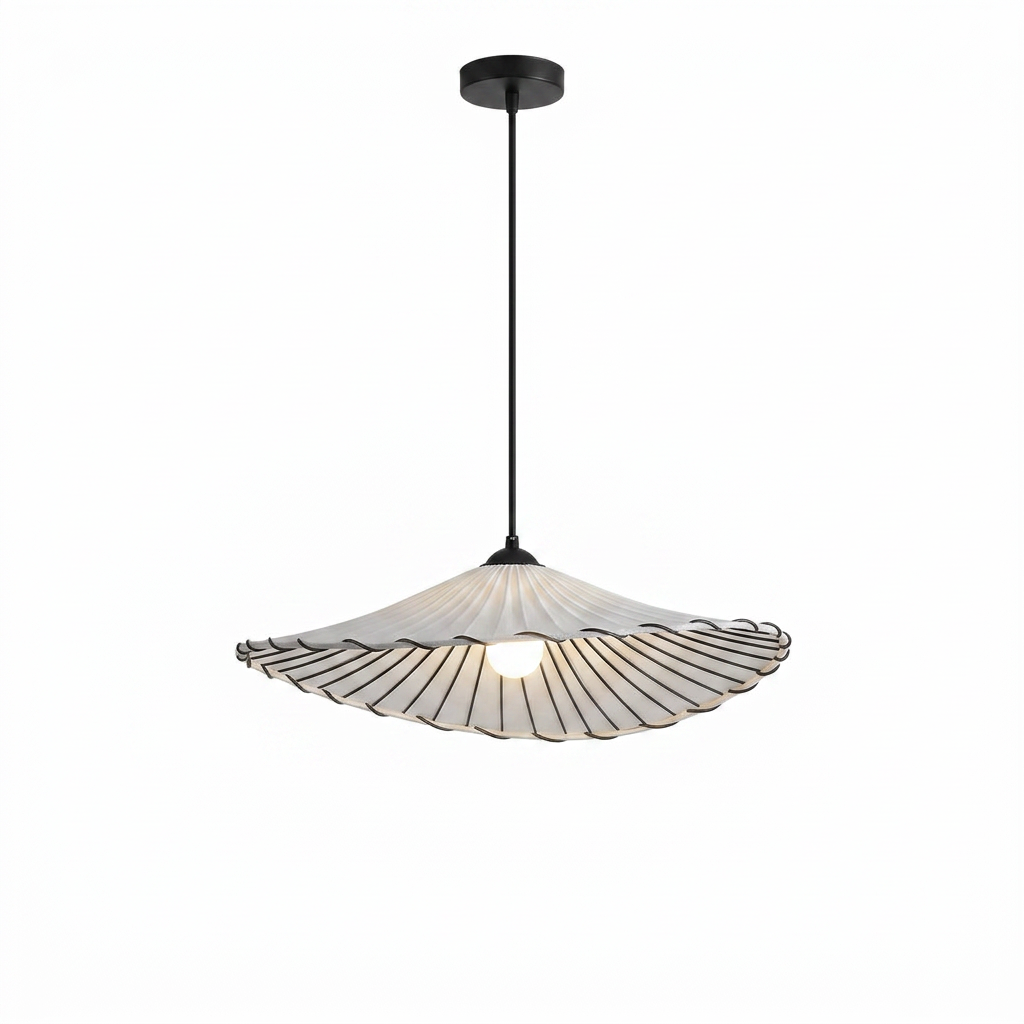 Maru Lotus Leaf Fabric Pendant Ceiling Lamp - pure white studio HQ centered