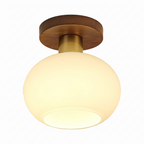 Odessa Solid Wood Semi-Flush Ceiling Light - pure white background