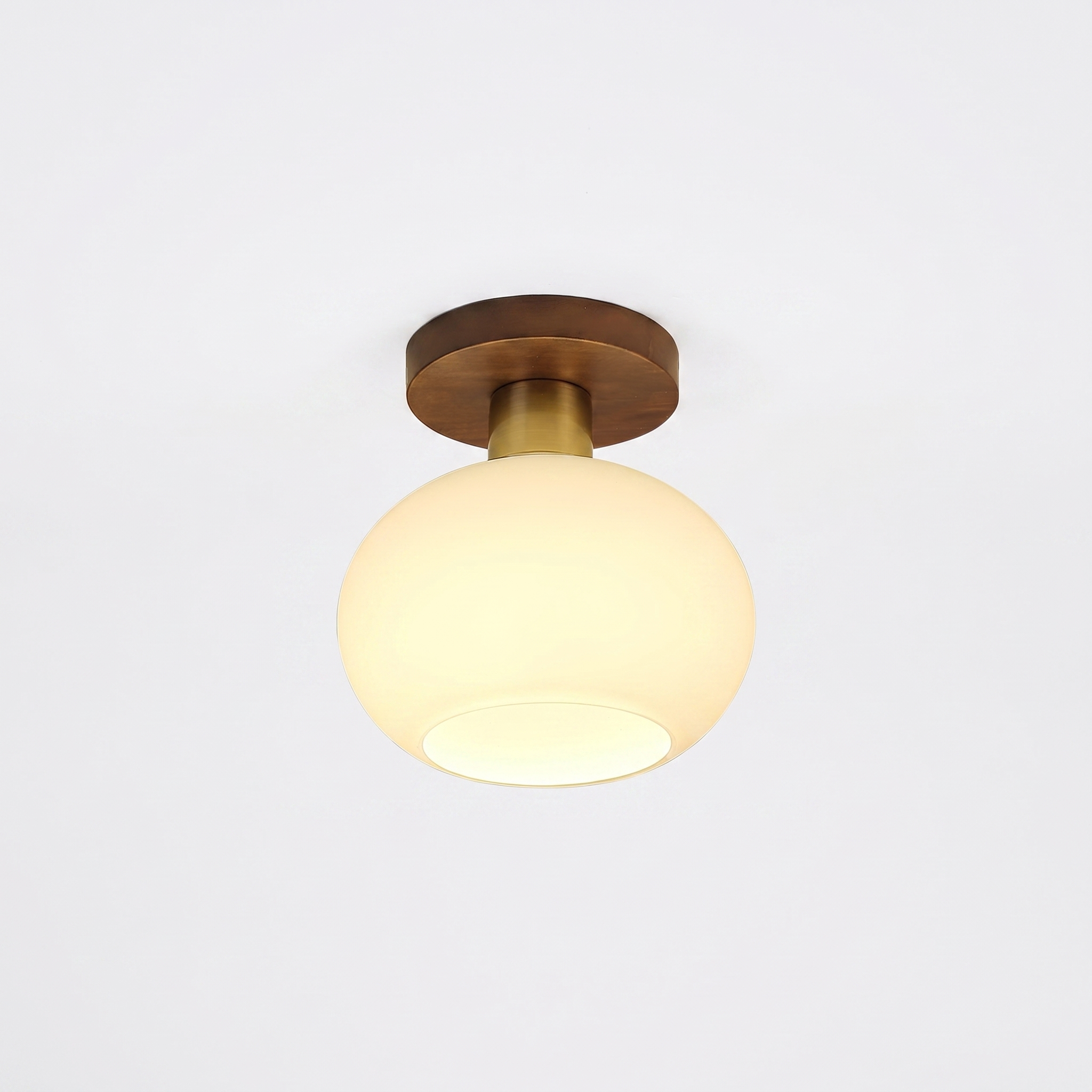 Odessa Solid Wood Semi-Flush Ceiling Light - pure white background