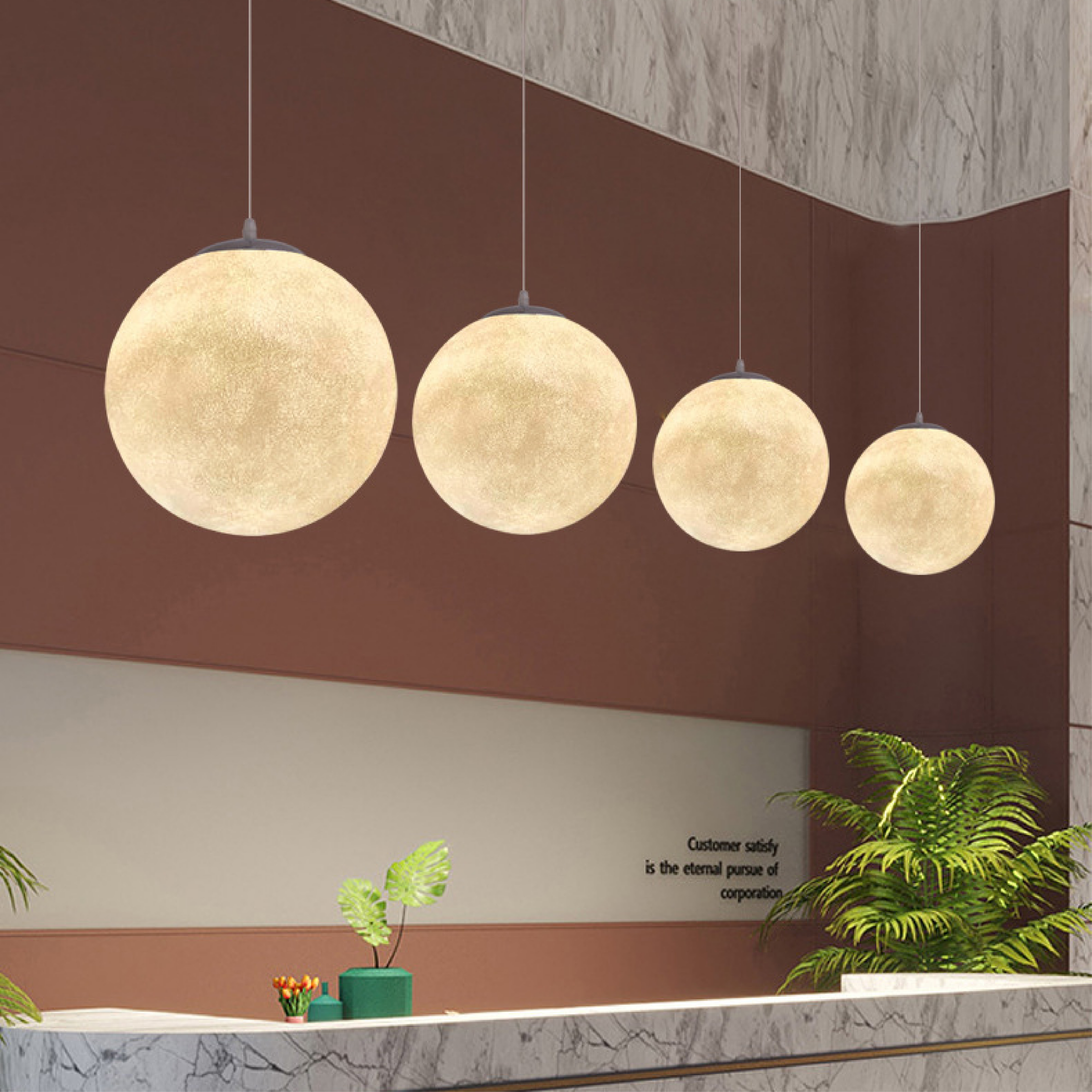Calder Moon Pendant Light with Resin Shade, detail view