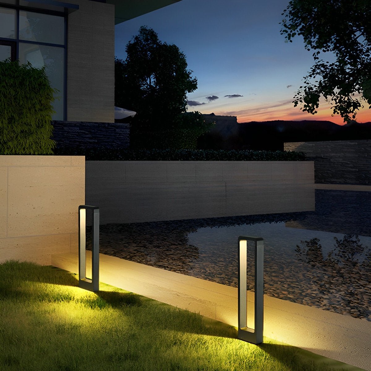 Modern Black LED Bollard Post Lamp