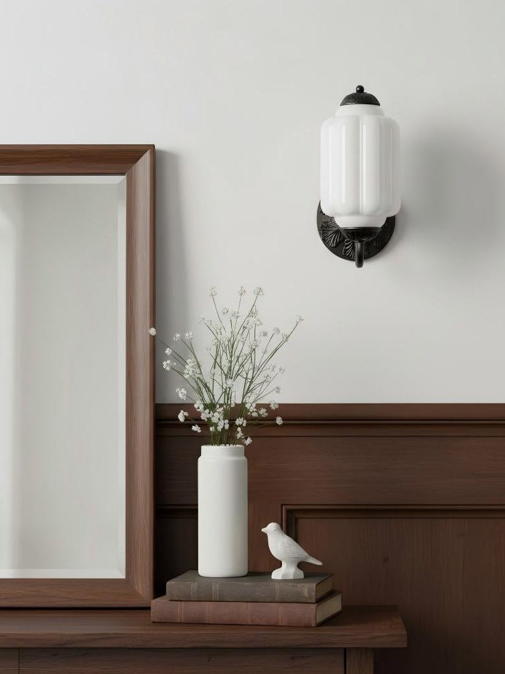 Ella Vintage Milk Glass Wall Sconce