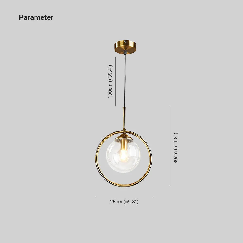 Ana Glass Pendant Light with Metal Ring